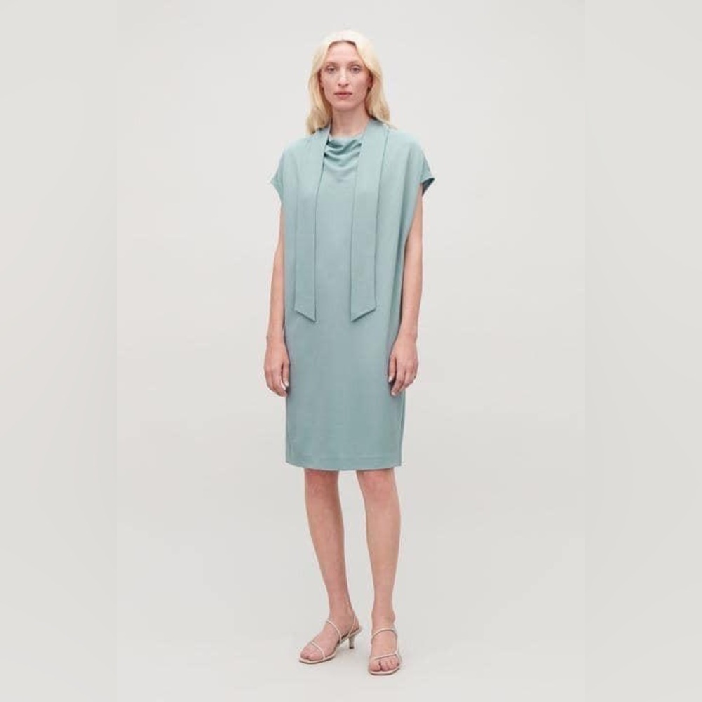 COS NECK TIE JERSEY DRESS